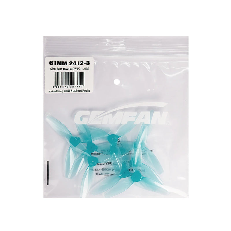 4 Pairs GEMFAN 2412 2.4 Inch 3-blade PC Propeller for RC FPV Racing Drone