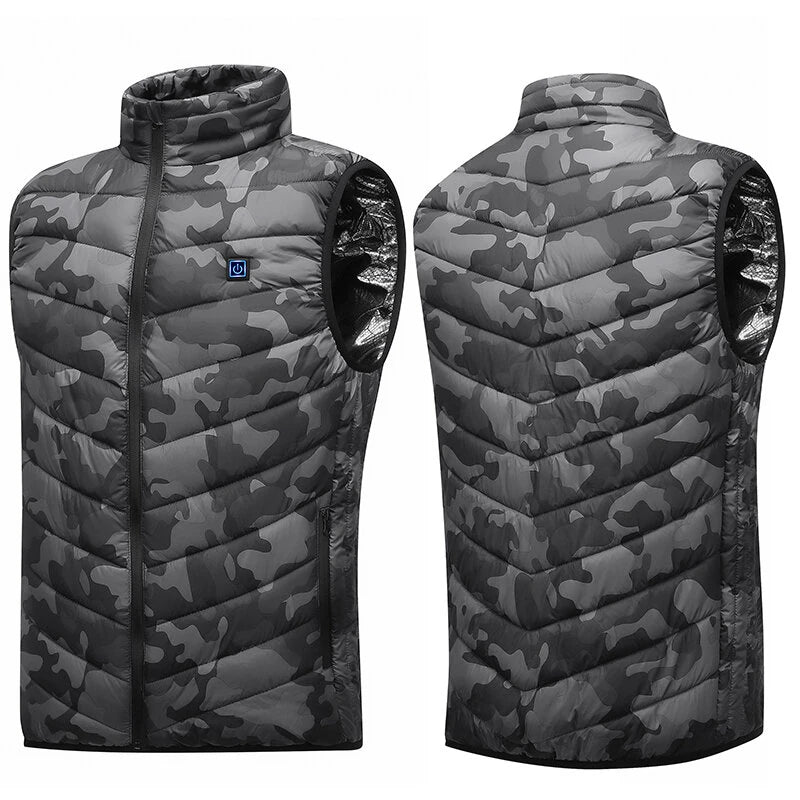 TENGOO HV-09C Heated Vest 9 Heating Areas Camouflage Oversized Men Winter Vest Self Heating Vest Usb Electric Thermal Vest Jacket Outdoor Vest