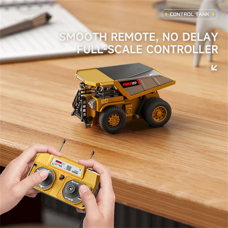 BRRRRT RTR 1/64 2.4G Mini RC Car Alloy Forklift Excavator Dump Truck Support App Remote Controlled LED Light Sound Engineering Vehicle Desktop Toys Model Collection Gift For Boys