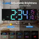 16 Inch Large LED Digital Wall Clock With Remote Control Dymamic RGB Display Automatic Brightness Date Temperature Night Light Gym Clock Suitable For Living Room Bedroom Office Wall Decoration
