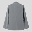 INCERUN Mens Lace-Up Design Long Sleeve Blazer Fashion Loose Fit Solid Color Casual Suit for Male