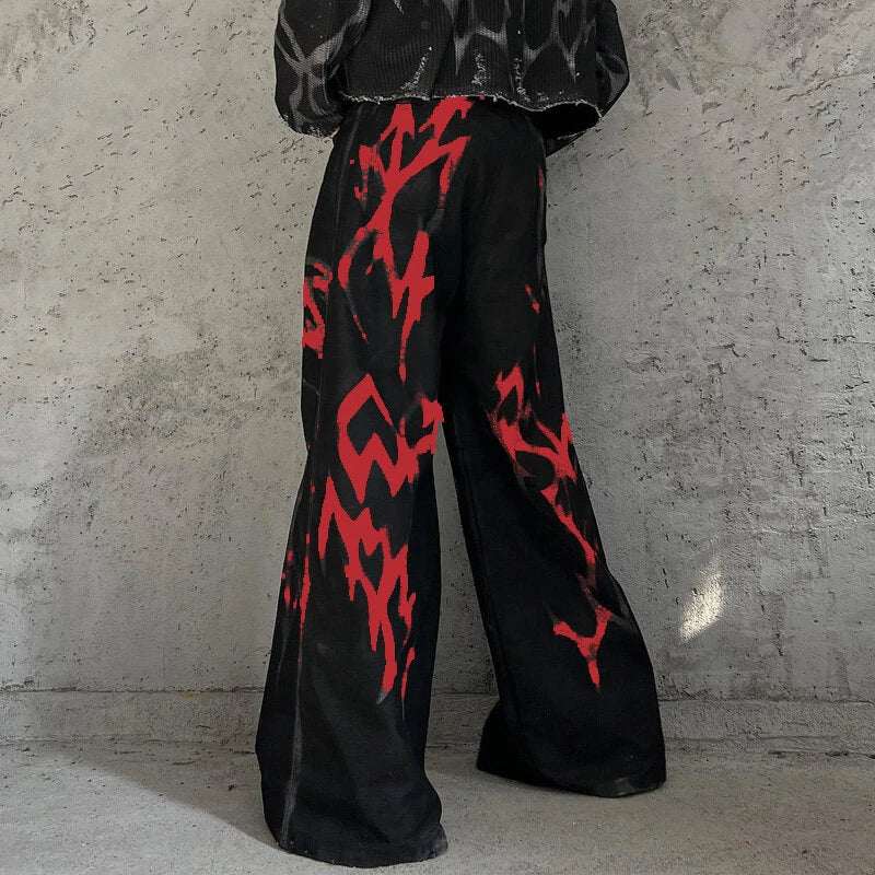 INCERUN Mens Solid Color Gradient Pattern Pant Comfortable Button Zipper Wide Legged Long Trousers for Men