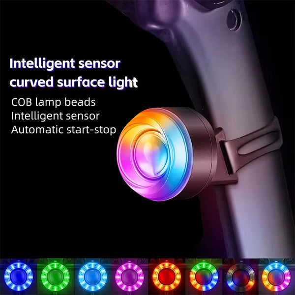 WEST BIKING Smart Brake Sensing Bike Taillight 400mAh Battery 8 Lighting Modes Waterproof Type-C Rechargeable Vibration Sensor Memory Function Colorful Bicycle Rear Light