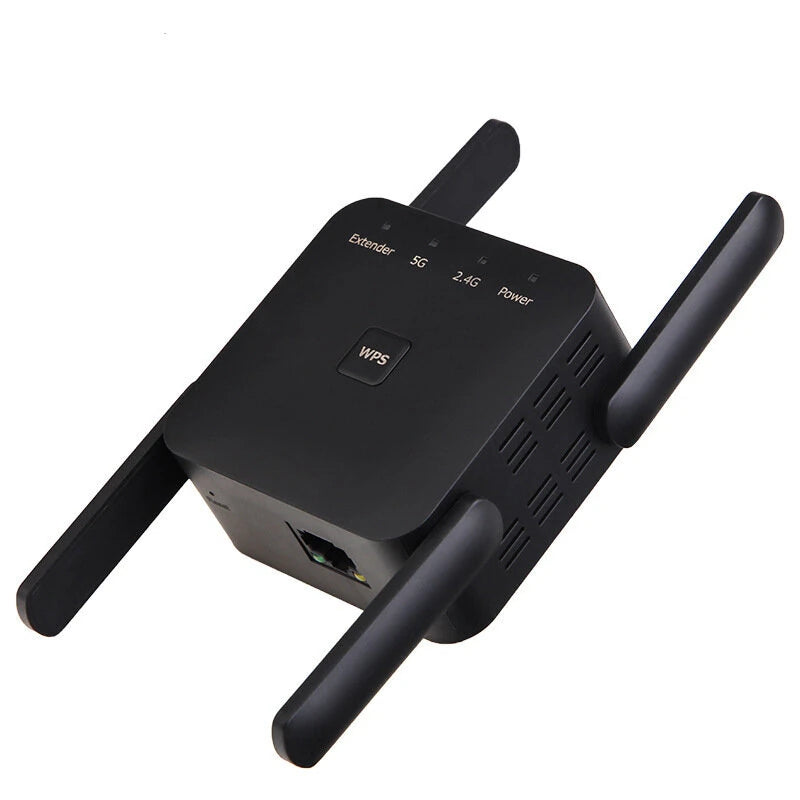 AC1200 Dual Band WiFi Repeater Wi-Fi Booster WiFi Extender Amplifier 2.4G/5GHz Wi-Fi Signal Booster with 4 Antennas Long Range Network Access Point
