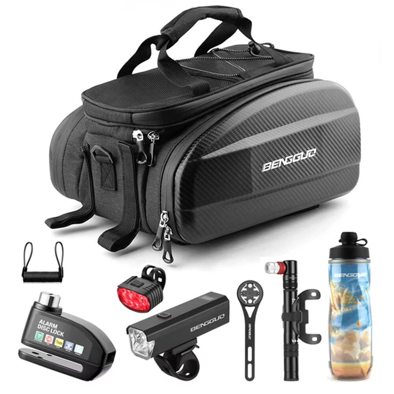 BENGGUO 17-30L EVA Hard Shell Bicycle Trunk Pannier with Reflector & Shoulder Strap Multi Functional Waterproof Rear Seat Frame Bag