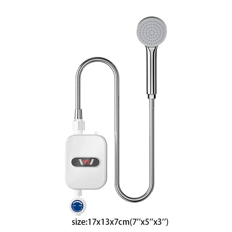 220V EU Plug Mini Instant Electric Water Heater Shower Set with Temperature Control Instant Hot Water Heater Shower Bathroom Faucet Water Heater 3500W Electric Water Heater Tankless Instant Heater