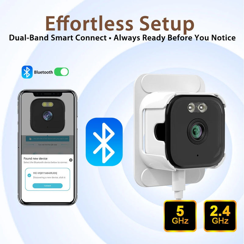 AI-Powered 3MP 2K HD Mini Window Camera Night Vision Motion Detect Dual Band WiFi Alexa Compatible Home Security Easy Install Indoor Outdoor Use