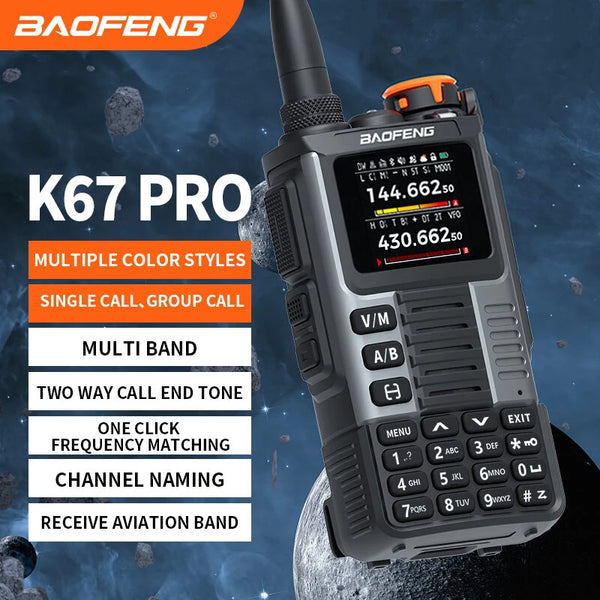 Baofeng K67 PRO Multi-Band Walkie Talkie 2600mAh Battery Six Bands Receive FM Radio NOAA Weather Alerts VOXs Function