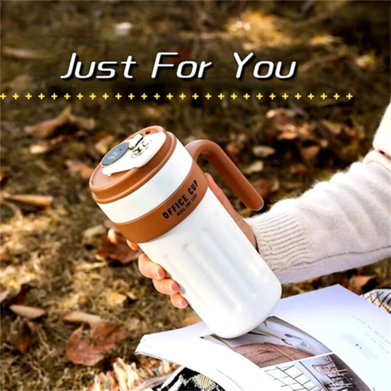 IPRee 650ml Stainless Steel Insulation Cup with Handle Smart Coffee Cup LED Temperature Display Portable Cute Water Bottle for Car