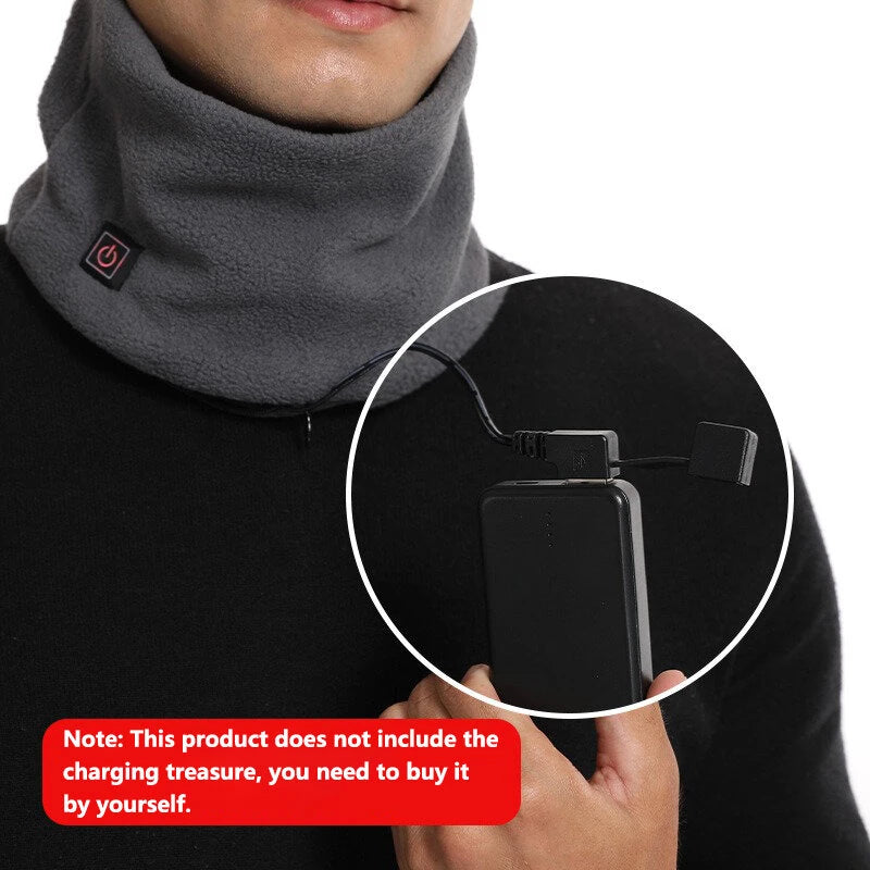 TENGOO 3 Gears Electric Heating Scarf Adjustable Intelligent Winter USB Rechargeable Neck Cold Protection Warm Scarf for Men Women (Battery not included)