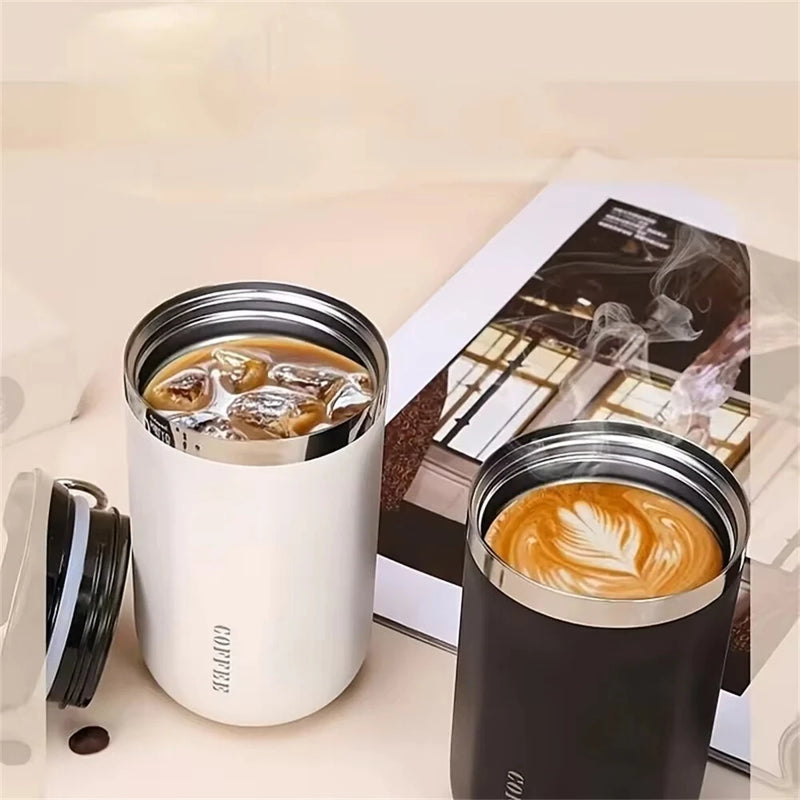 IPRee 350ml Stainless Steel Insulated Cups Portable Double Wall Vacuum Flask Coffee Mug with Rope Leak-Proof Drinking Water Bottles