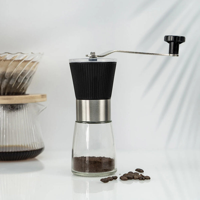 IPRee Manual Coffee Grinder Glass Portable Outdoor Coffee Machine Ceramic Grinding Core Pepper Grain Mill Coffeeware for Kitchen