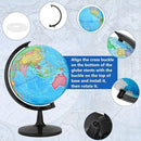32CM Educational World Globe with Weighted Base Classroom Decorative Large Earth for Students Geography Teachers 360 Rotating Interactive Globe with World Map-Learning Tool Educational Toys
