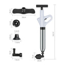 Stainless Steel Toilet Pipe Unblocker Pneumatic Household Toilet Pipe Dredger High-pressure Dredging Tool Set for Toilet Vegetable Sink Wash Basin Floor Drain