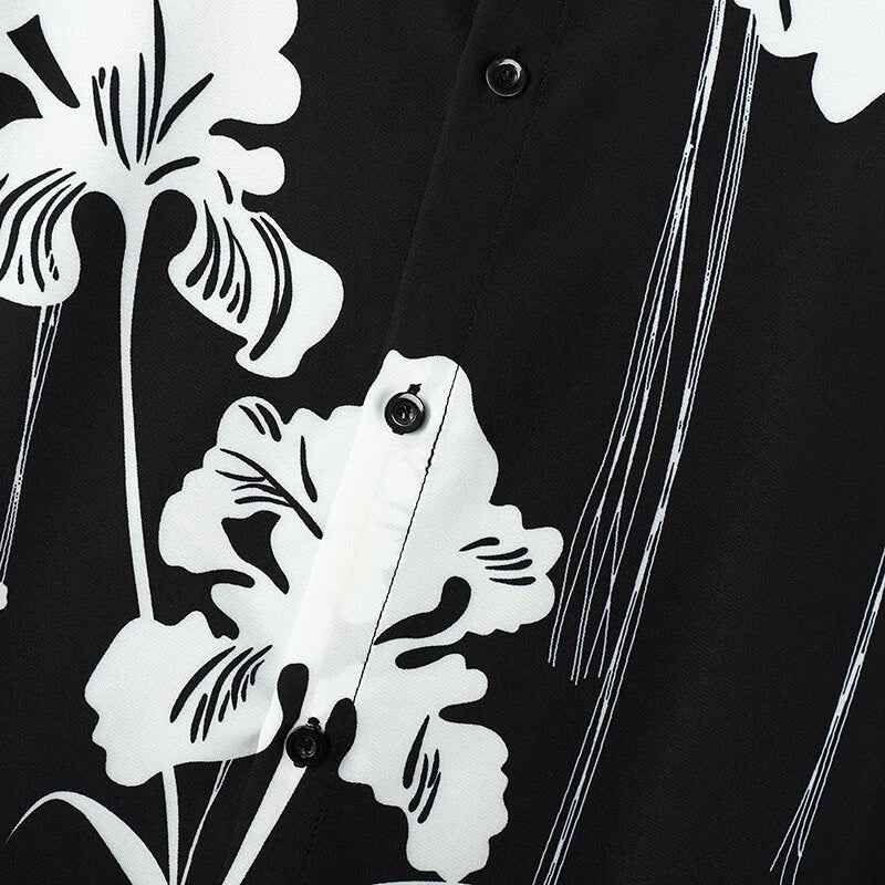 INCERUN Mens Floral Print Fringe Long-Sleeve Shirt Fashion Button Lapel Top for Male Loose Fit S-5XL