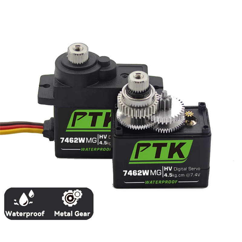 PTK 7462W MG 25T Aluminum Gear 180 9g Digital Waterproof RC Servo for Robot Fixed Wing Car and Aircraft Model