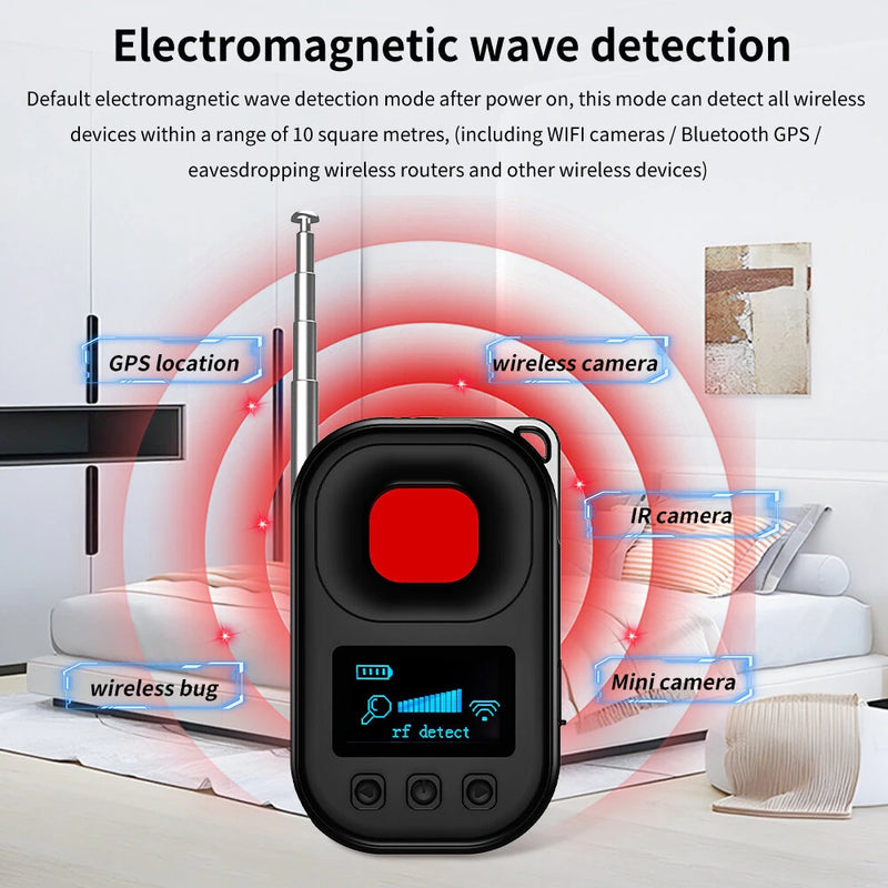 T03 Multi-function Display Hidden Cameras GPS Tracker Detector 1MHz-6.5GHz Frequency Range 450mAh Battery Type-C Interface Portable Security Device