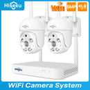 Hiseeu WK-2HD205 2 Cameras 5MP WiFi CCTV PTZ Camera Security System Kit 10CH NVR Recorder AI Motion Tracking IP Camera Set Video Surveillance System EU Plug