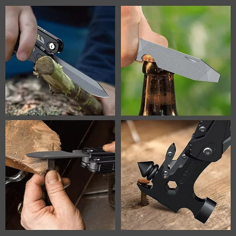 IPRee 16 In 1 Multifunctional Hammer Survival Tool Folding Pocket Pliers With Screwdriver Bottle Opener For Survival Camping Hunting Outdoor