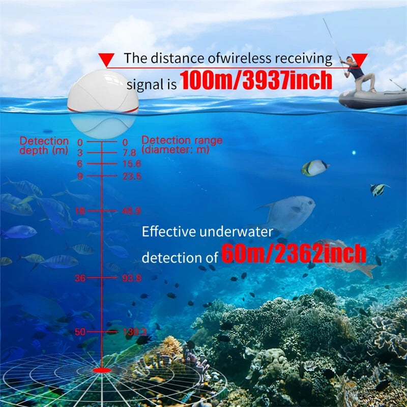 Erchang F13 Fish Finder 125KHz 100M Depth Underwater Visual High-definition Fishing Finder Wireless Sonar Sensor Echo Sounder LCD Fishfinder