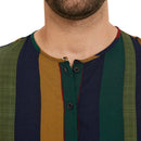 INCERUN Mens Striped Button Long Sleeve Long Shirt Cotton Linen Baggy Full Length Robe Casual Daily Retro Colorful Striped Robe for Men Plus Size, Spring Fall