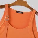 INCERUN Men Adjustable Shoulder Strap Tank Top Summer Knitted Solid Color Sleeveless Mens Vest Daily Male Clothing Tops