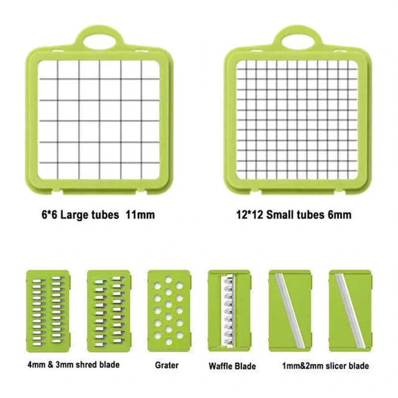 14-in-1 Vegetable Slicer Multifunctional Eco-Friendly Compact Kitchen Tool with Stainless Steel Blades Perfect for Efficient Chopping Shredding Slicing Fruits and Vegetables
