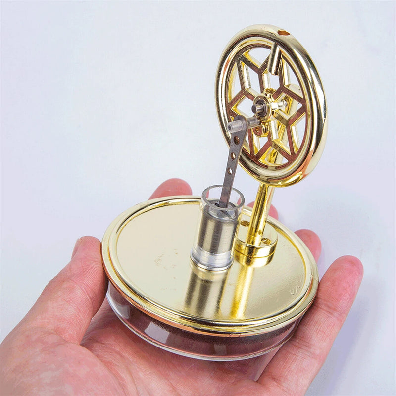 K311 Golden Mini Low Temperature Stirling Engine Model Aluminum Alloy Difference Steam Power Piston Physics Experiment Science Discovery Production Invention Desktop Decorations Collection Toys