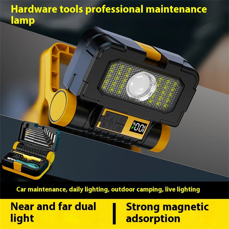 IPRee Multifunctional Folding LED Solar Flashlight Dual Light Source Outdoor Camping Torch Built-in 18 Hardware Tools USB Rechargeable Outdoor Waterproof Emergency Lantern