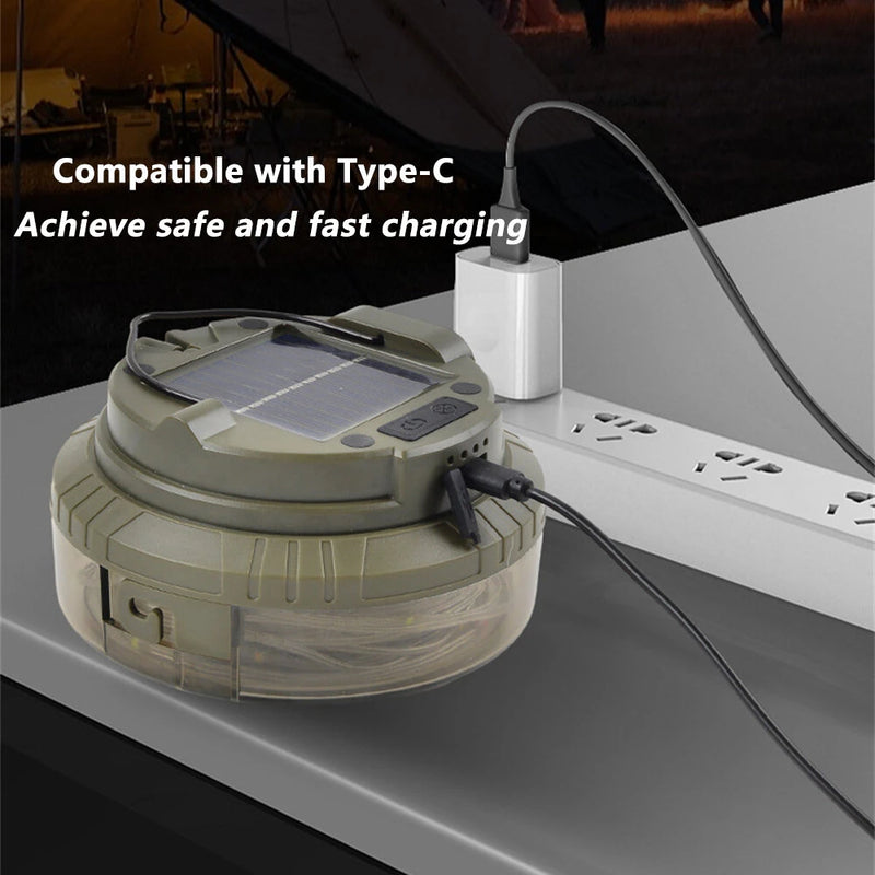 IPRee Outdoor Camping Light String Warm+Colorful Light 20M USB+Solar Rechargeable Waterproof Light Chain Portable Scalable Suspended Sky Tent Atmosphere String Light