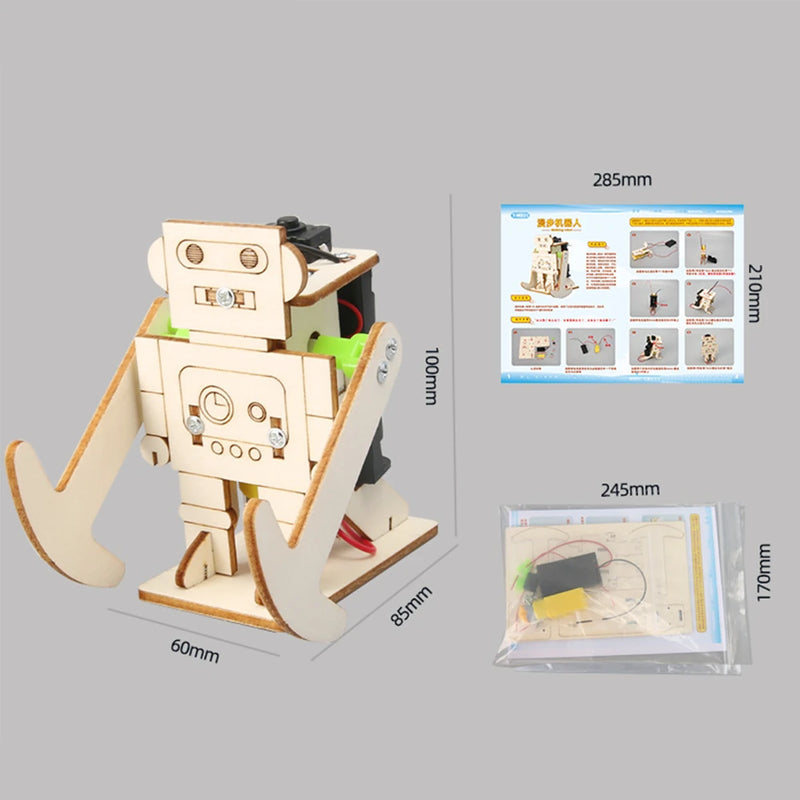 Wooden Walking Robot Model Assembly Kit DIY Children's Science Experiment Education Puzzle Toy Student Technology Small Production