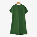 ZANZEA Women Daily Casual Side Pockets V-Neck Short Sleeves Solid Color Dresses