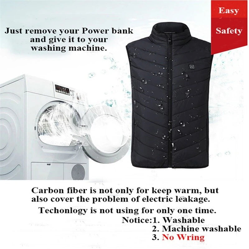 TENGOO HV-13 Heated Vest 13 Heating Areas Oversized Women Men Winter Vest Self Heating Vest Usb Electric Thermal Vest Jacket Outdoor Vest