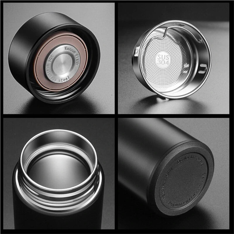 480ml Vacuum Thermos Keep Warm Keep Cold Water Bottle LCD Temperature Display Stainless Steel Double Wall Insulated Cup