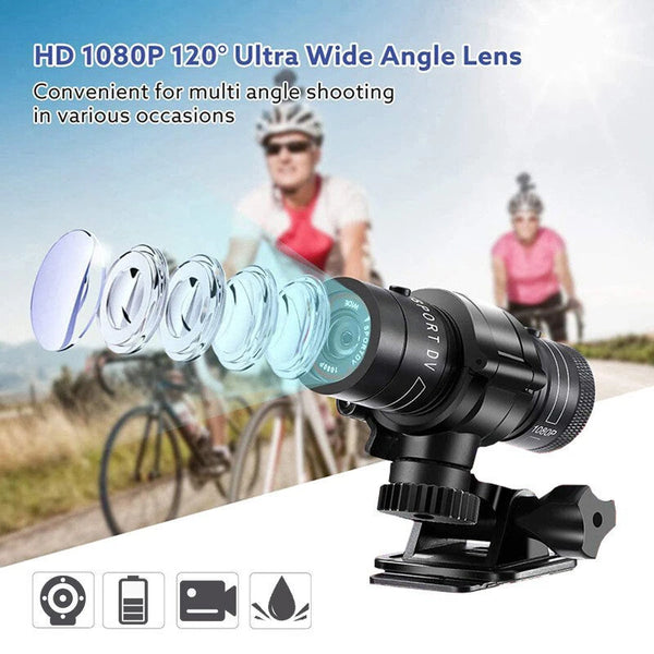 XANES 1080P Bicycle Helmet Camera 120 Wide Angle Bicycle Sports Camera IPX6 Waterproof Mini Motorcycle Helmet Camera Car Video Recorder Outdoor DV Video Camera