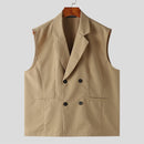 INCERUN Mens Two-piece Suits Trendy Sleeveless Double-breasted Suit Vest + Pants Casual Set Casual Sets Male Plus Size