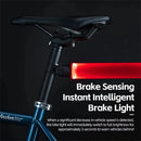 ROCKBROS BL-S1 Smart Brake Sensor Bicycle Taillight 400 mAH Type-C Charging IPX7 Waterproof Aluminum Bike Rear Light for Night Road Warning Riding