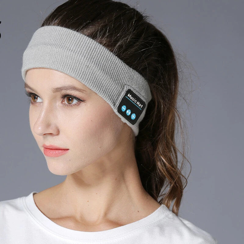 KALOAD Wireless Stereo Bluetooth V5.0 Headphones Headband Charging Removable Washable Sweat-absorbent Sports Bandana Music Knit Eye Mask