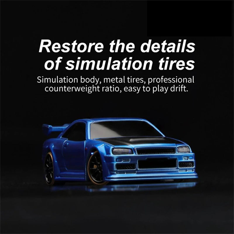 Turbo Racing C64 RTR 1/76 2.4G RWD Mini Drift RC Car Built In Gyro Micro Sports Truck LED Lights Full Proportional Vehicles Model Kids Children Toys