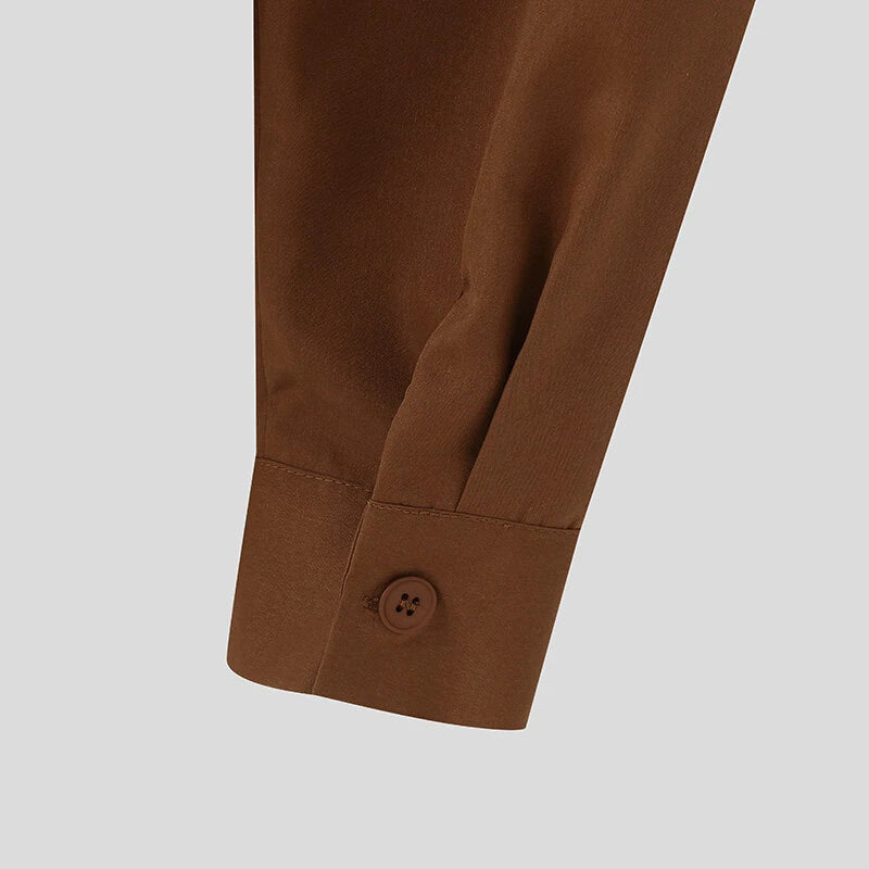 INCERUN Mens Japanese Style Loose V-Neck Shirt Suit Collar Long Sleeve Shirt Top for Male