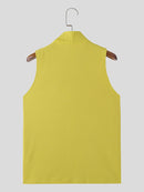INCERUN Mens Solid Color Design Crossover V-neck Soft Tanks