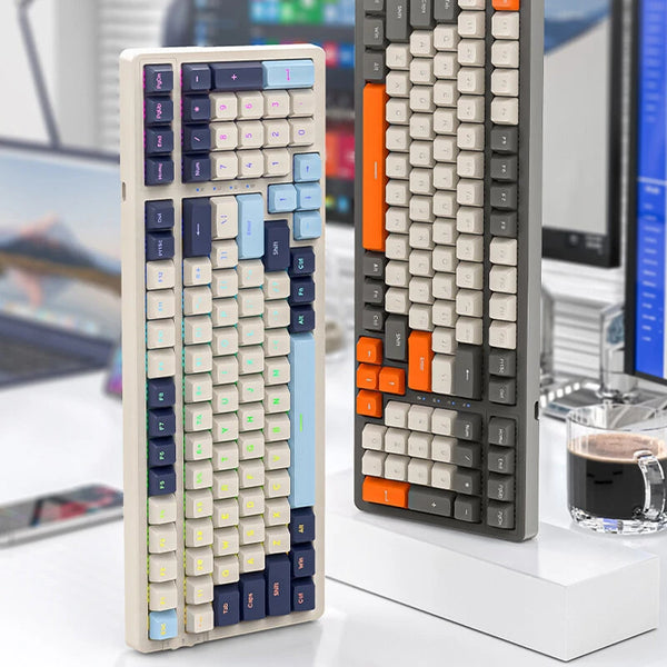 WOLF OF WILDERNESS K8 100 Keys Wireless bluetooth Mechanical Gaming Keyboard Tri-mode Connection Gasket Structure Hot Swappable RGB Light Customed Gamer Keyboards for Laptop Computer