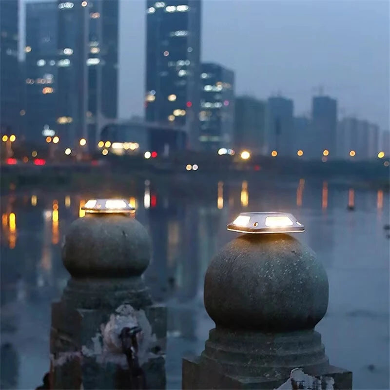 4Pcs 8*LEDs Solar Ground Light Waterproof Solar Light Warm Light Solar Garden Lamp Outdoor Courtyards Driveway Marker Light