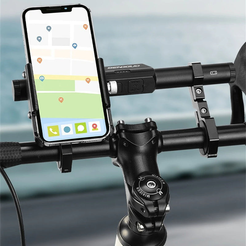 BENGGUO BG-0797 400LM Bicycle Headlight Handlebar Extension Bracket with Phone Holder Type-C Charging Waterproof Bike Mount  (No Batteries)