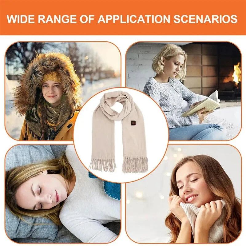 TENGOO Electric Heated Scarf Neck USB Charging Heating Pad 3 Temperature Adjustable Heating Neck Wrap Washable 3s Fast Heating for Men Women