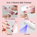 4-in-1 Electric Nail Clipper with Light Low-Noise Nail Trimmer Rechargeable Nail File with UV Dryer & Polishing  for Adults & Kids