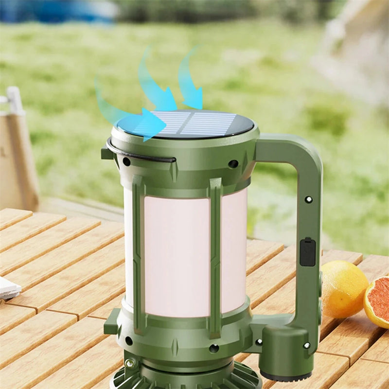 IPRee All-in One Portable Solar Powered Handheld Flashlight Mini Fan Camping Lantern Type-C Charging Built In Battery Travel Camping Tent Light LED Torch