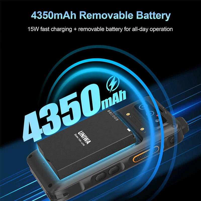 UNIWA F400 Zello POC Walkie Talkie Global 4G Rugged PDA Android 15.0 4-Inch 4GB+64GB 2.5W Loudspeaker 4350mAh PoC SOS Button NFC Two-way Radio