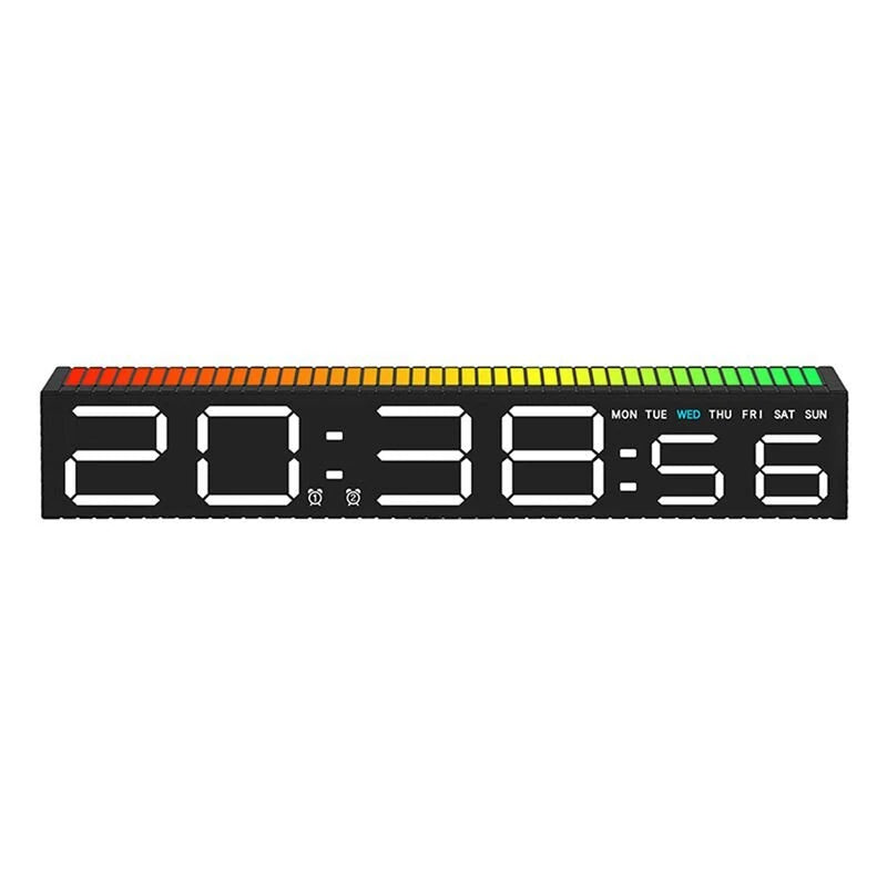 RGB Light Table Clock LED Alarm Clock Speaker Display Colorful 3 Levels Brightness Dual Mode LED Lamp Strip Rhythm Pickup Design for Home Desktop