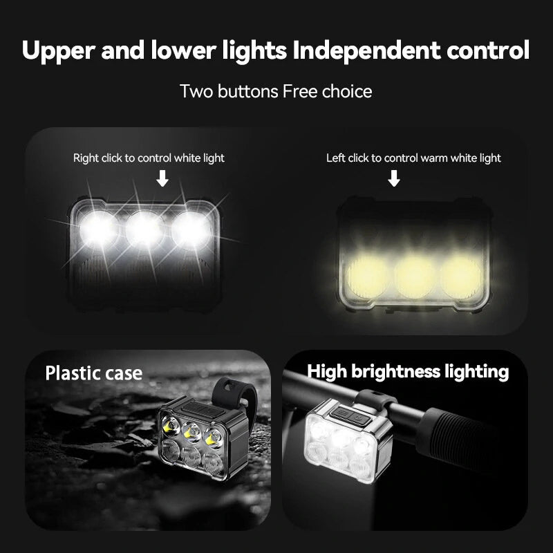 USB Rechargeable Bicycle Light 4-6 Lamp Beads Type-C Charging Cycling Flashlight For Bike Lantern MTB Headlight Taillight